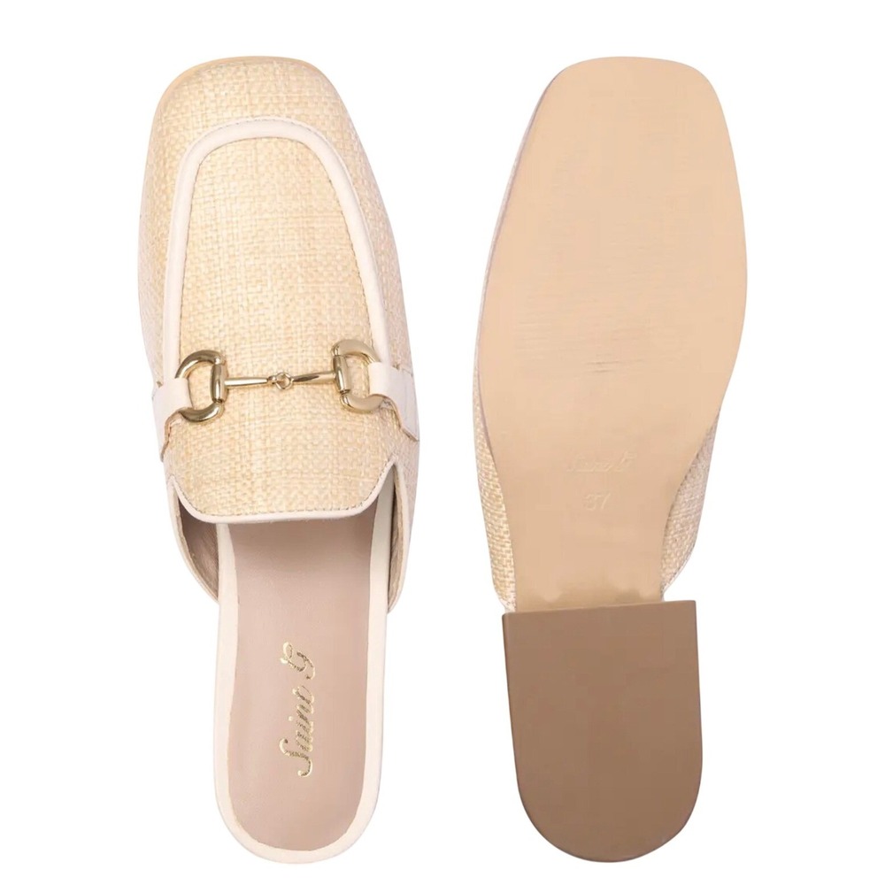 NWOB Saint G Sylvie‎ Straw Espadrille Square Toe Mules Horsebit Women US 11